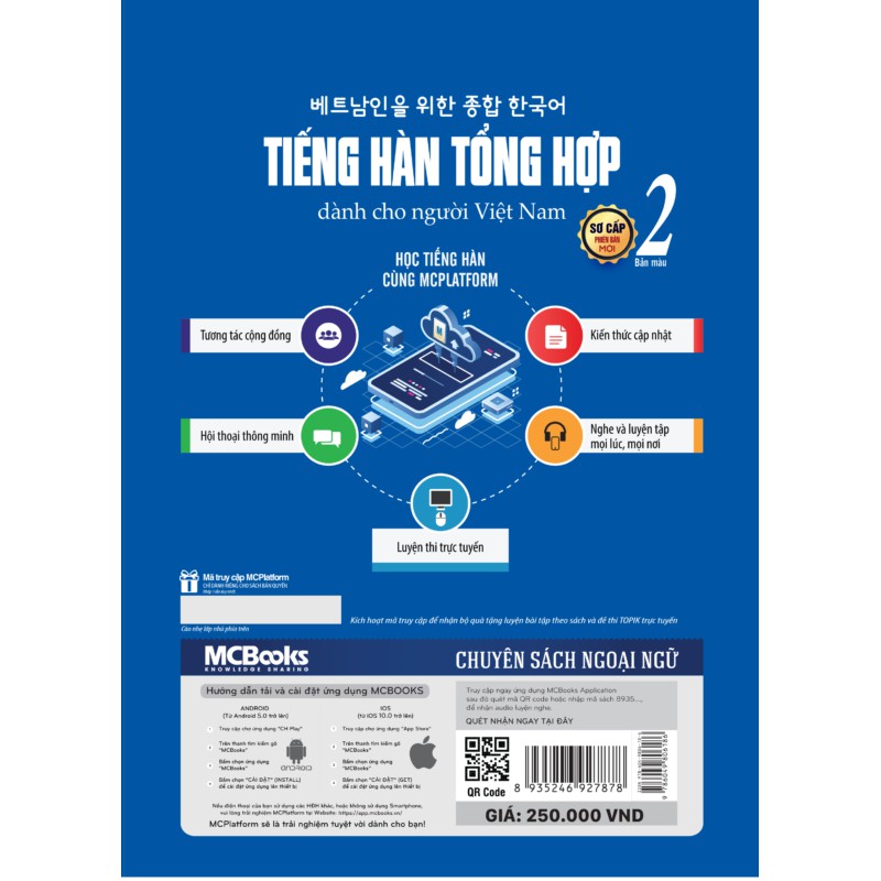 Sách - Tiếng Hàn tổng hợp dành cho người Việt Nam – Sơ cấp 2 – Bản màu + tặng kèm giấy nhớ MT