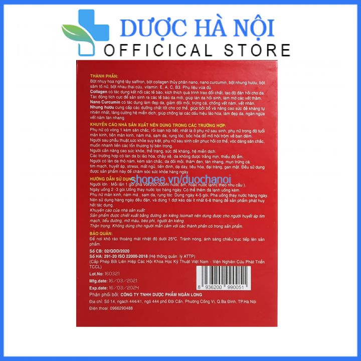 Nhuỵ Hoa Nghệ Tây Collagen Nano hộp 30 gói