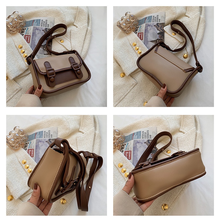 Túi Đeo Vai Hình Vuông Cỡ Nhỏ Màu Tương Phản Thời Trang Hàn Quốc 2022 Cho Nữ