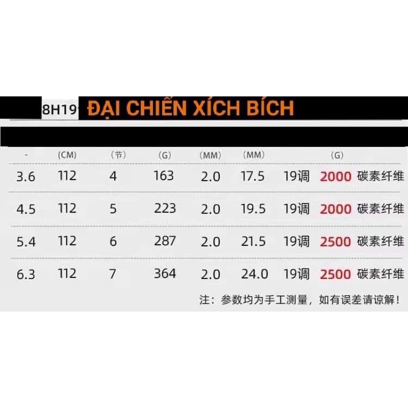 Cần cây tay Gw Đại Chiến Xích Bích 8h hàng nội địa