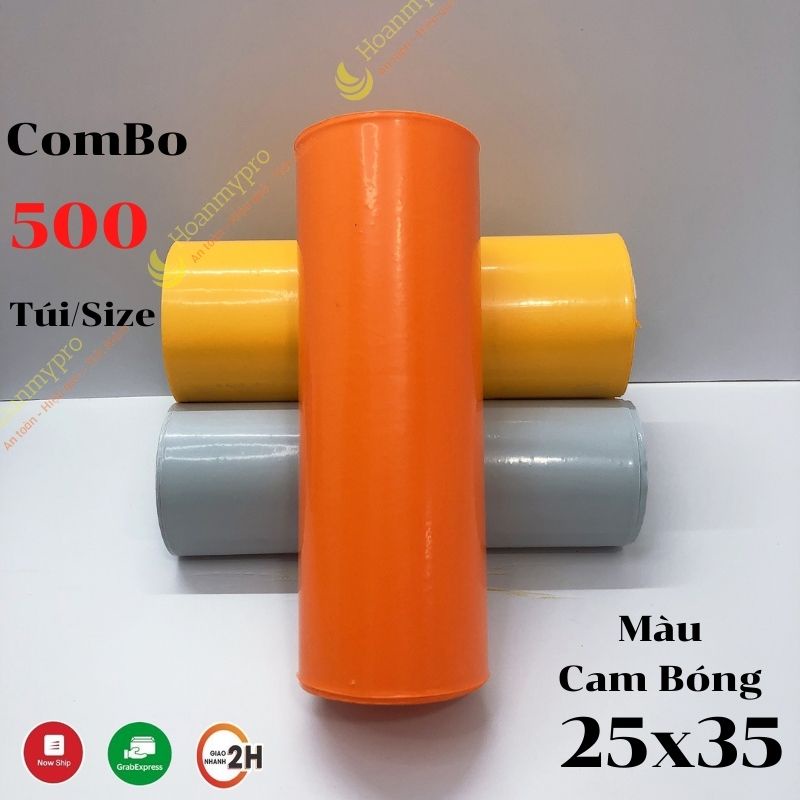 Túi gói hàng niêm phong COMBO 500 túi màu cam bóng kích thước 25x35 TuiGoiHangHoanMypro