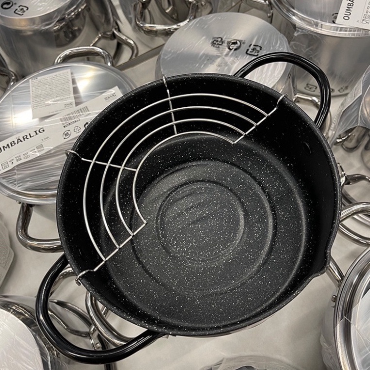 Nồi chiên chống dính Nhật size 20cm có khay ráo mỡ vân đá siêu bền. /