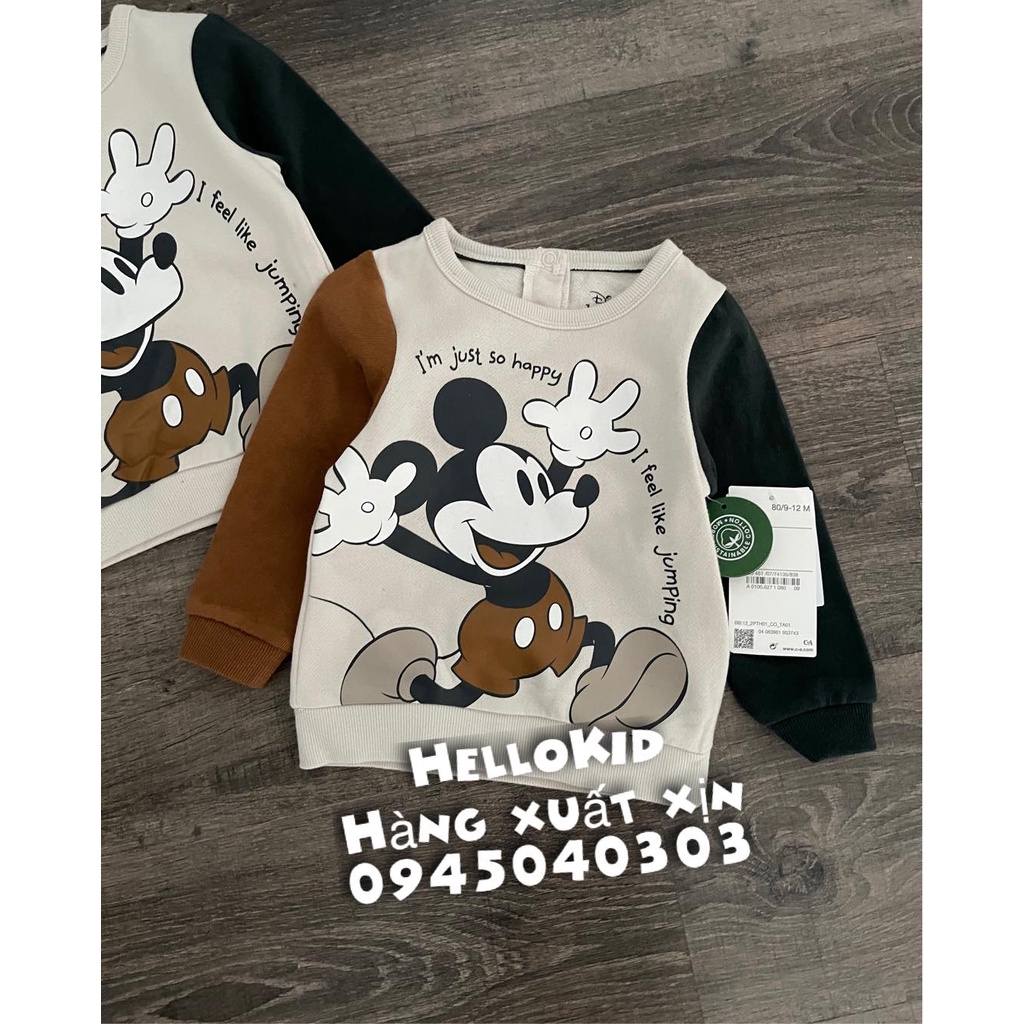 Bộ nỉ Mickey tay 2 màu cho bé