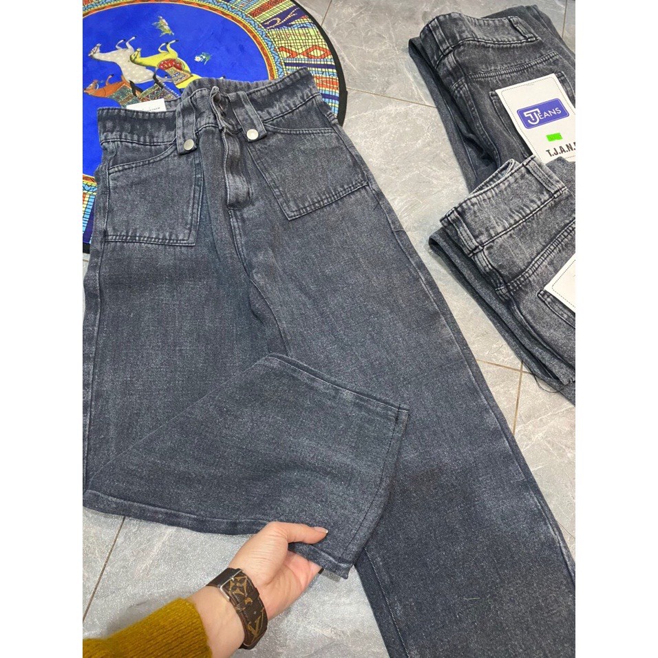 Quần Jean Ống Rộng Hack Dáng   - Quần Bò Nữ Cạp Cao Màu Khói  Phong Cách Ullzang Trẻ Trung Cá Tính - HANHAN SHOP