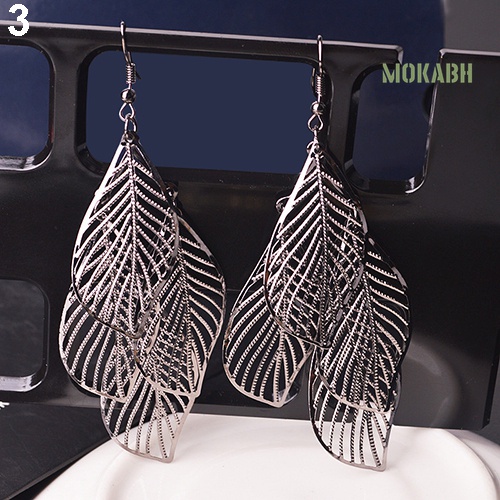 [Thời Trang] Bông Tai Móc Hình Lá Rỗng Đính Tua Rua Phong Cách Baroque Cổ Điển Cho Nữ