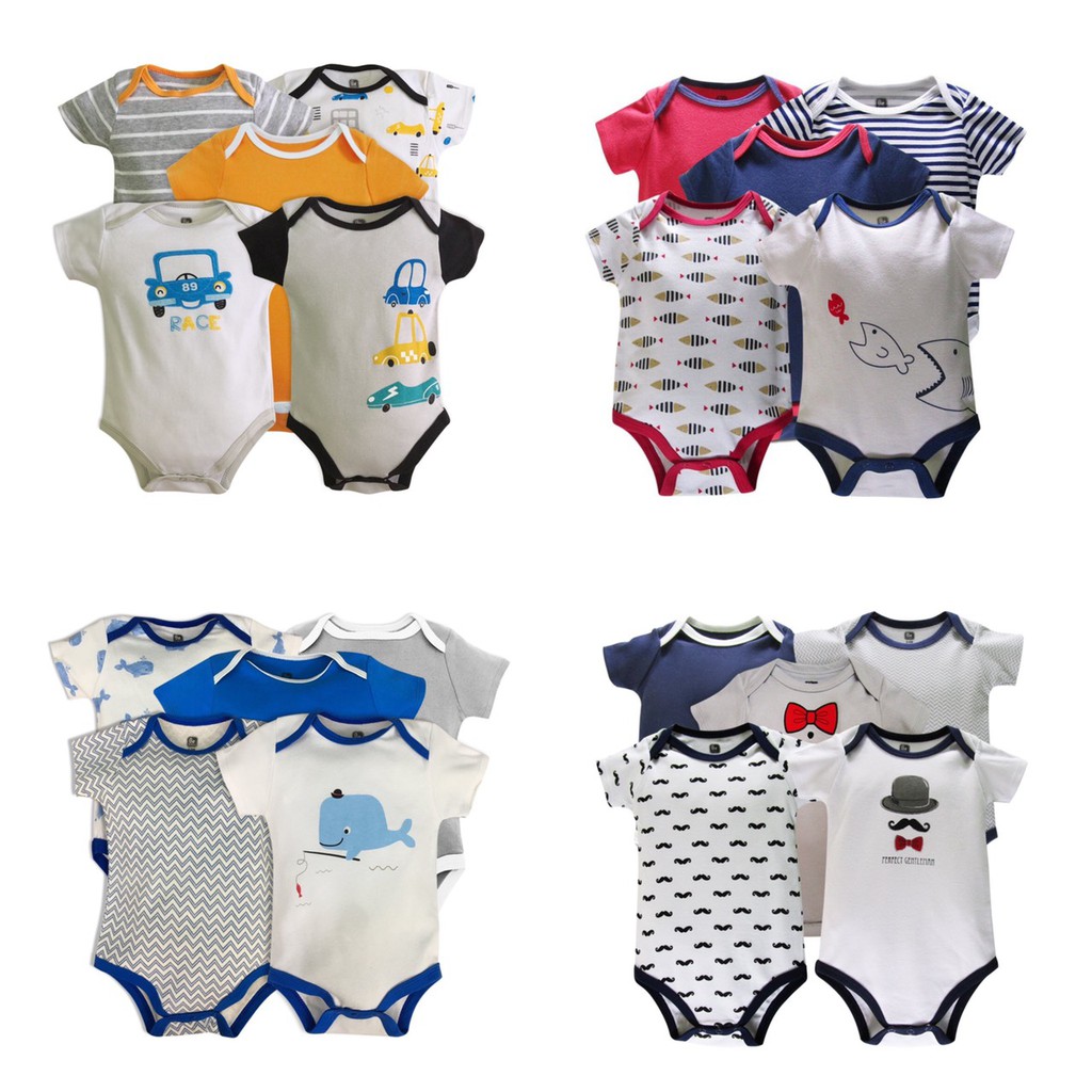 SET 5 Body Cộc Tay Beliti Cho Bé Trai Bé Gái Hàng Xuất Mỹ Kèm Móc, Bodysuit Cho Bé