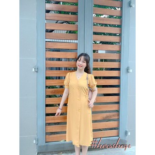 Đầm suông form rộng có dây rút chiết eo