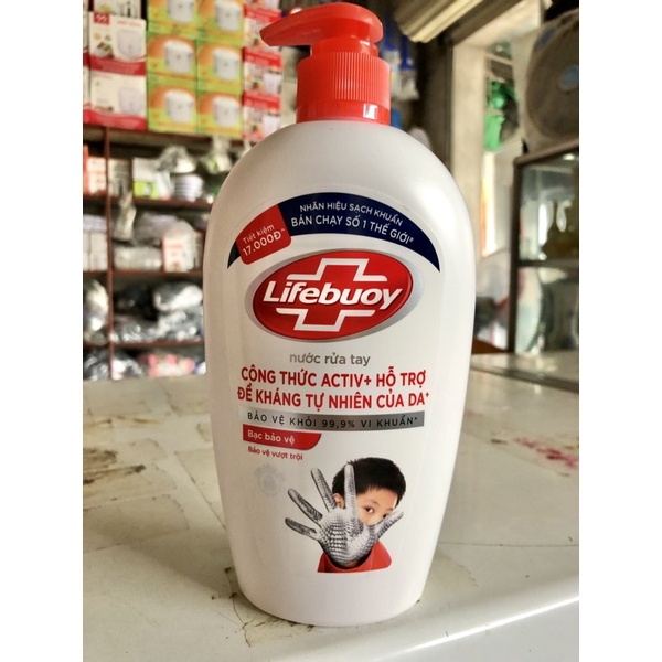 nước rửa tay Lifebuoy chai 500g đề kháng tự nhiên của da