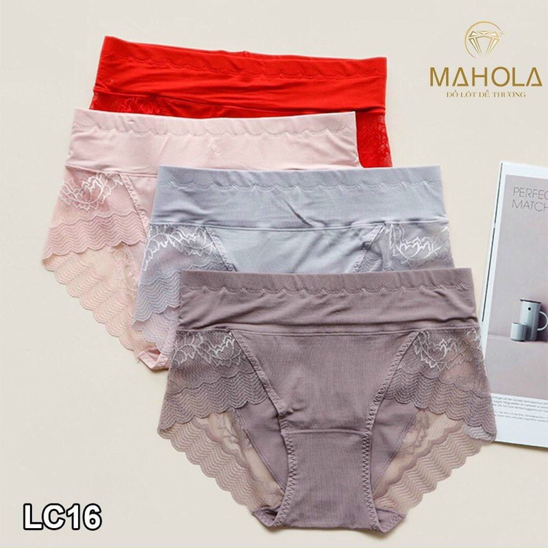 Quần lót cotton pha ren cạp cao gen bụng nhẹ 8889