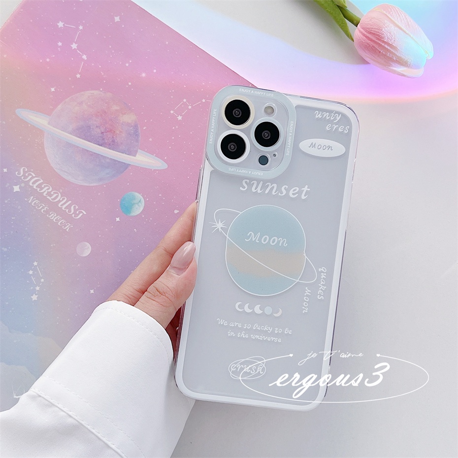 Ốp Điện Thoại Mềm Trong Suốt Họa Tiết Hành Tinh Mặt Trăng Cho iPhone 13 12 11 Pro Max SE2020 X XR Xs Max 7 8 Plus