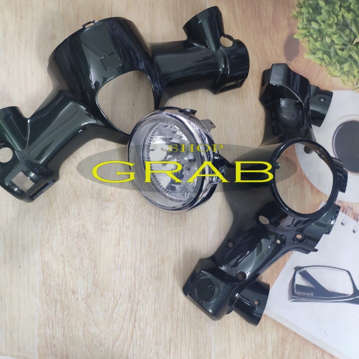 Bộ ốp đầu đèn xe Cub 81 đời mới đầy đủ 3 món: ốp trên, ốp dưới và pha đèn kèm bóng