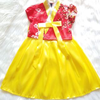 Hanbok bé gái hoa đỏ
