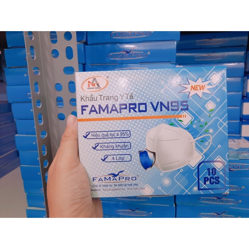 Khẩu trang y tế FAMAPRO VN95 VN 95 – Hàng xuất khẩu chất lượng cao, lọc khuẩn BFE ≥95%, ngừa các bệnh truyền nhiễm