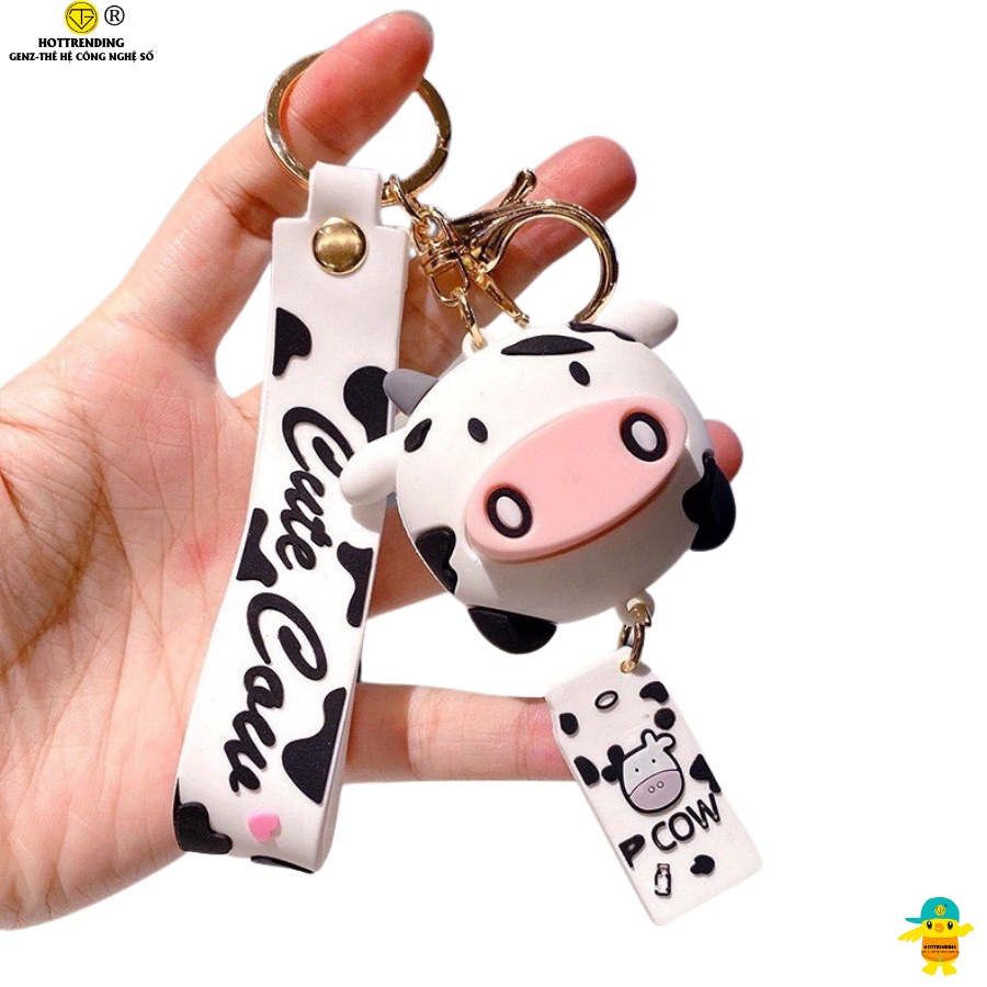 Móc khoá bò sữa silicon nhựa đặc cao cấp cute