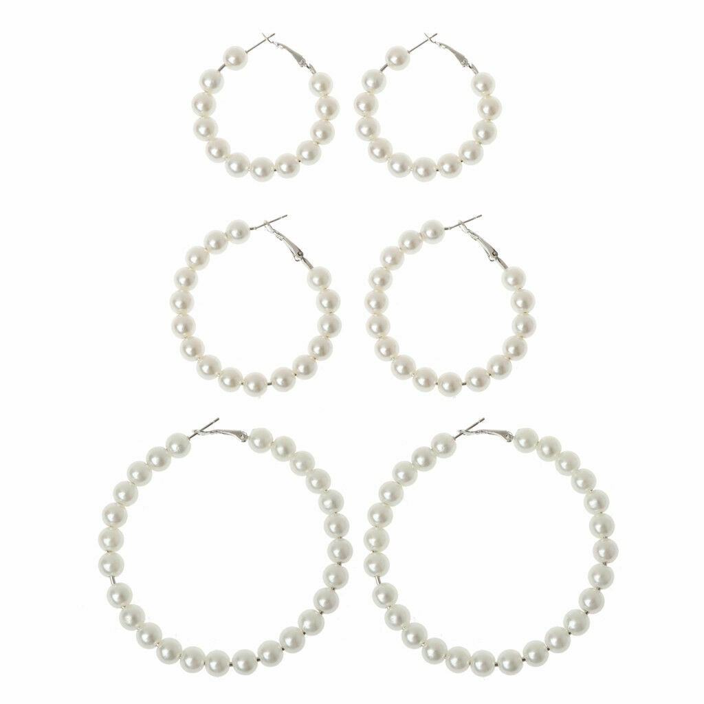 Bông tai vòng tròn ngọc trai giả thời trang