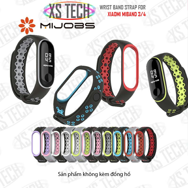 Dây đeo miband Mijobs thể thao phối màu Xiaomi Miband 3 Xiaomi Miband 4