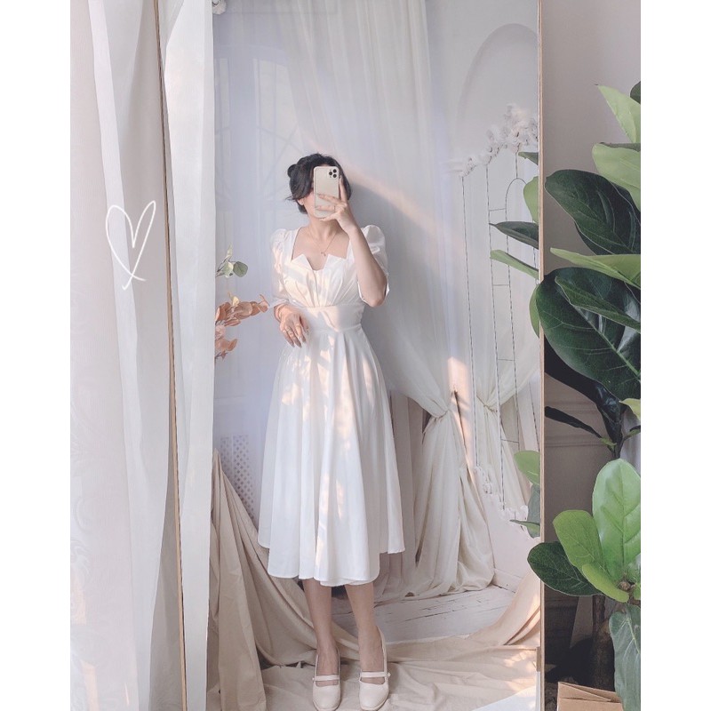 [new] Đầm dự tiệc trắng chụp kỷ yếu mặc dự tiệc dạo phố cực xinh [CÓ MÚT NGỰC] vải thiết kế 2 lớp mã XENGUC