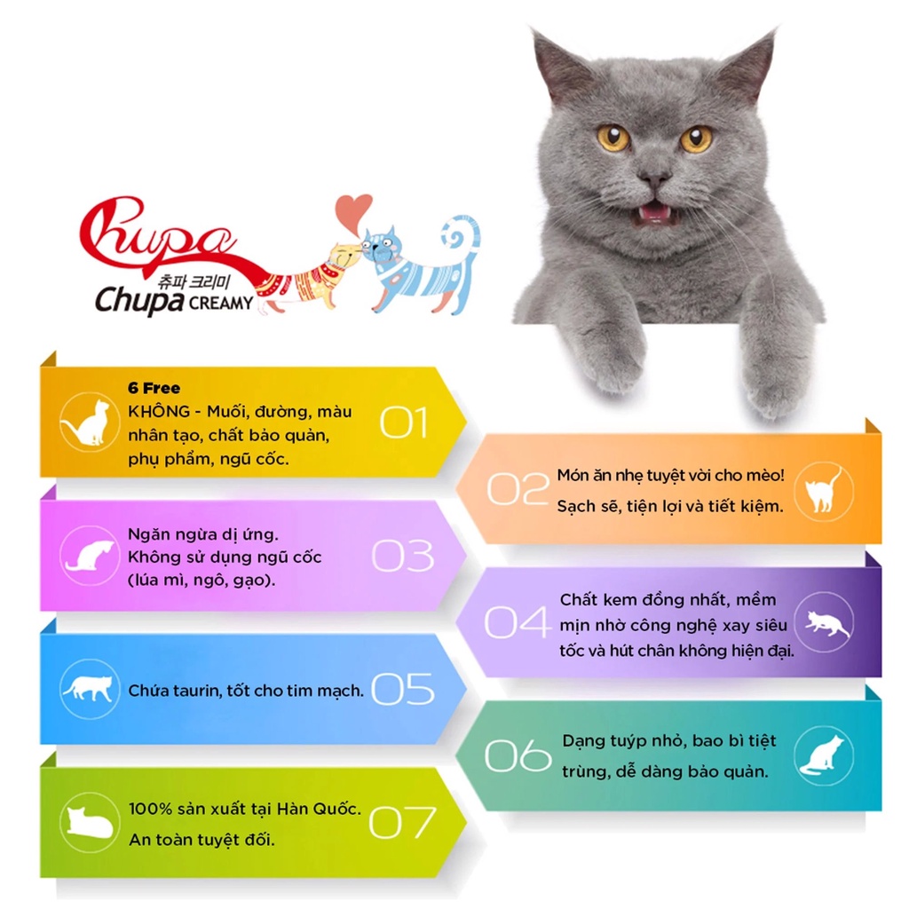 Súp thưởng dinh dưỡng cho mèo Chupa Cream gói 4 thanh