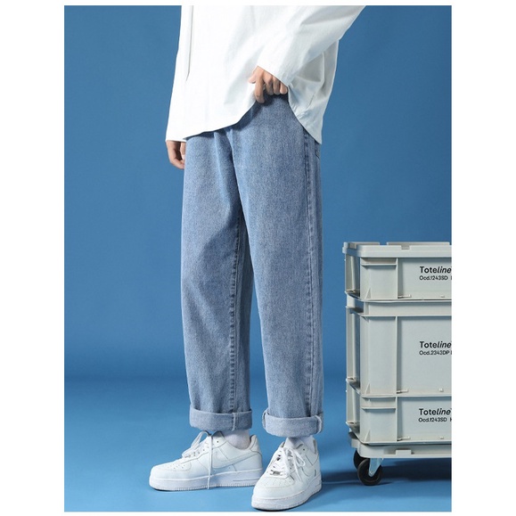 Quần Jean BAGGY nam ống suông rộng Hàn Quốc 2022 Xanh Sky