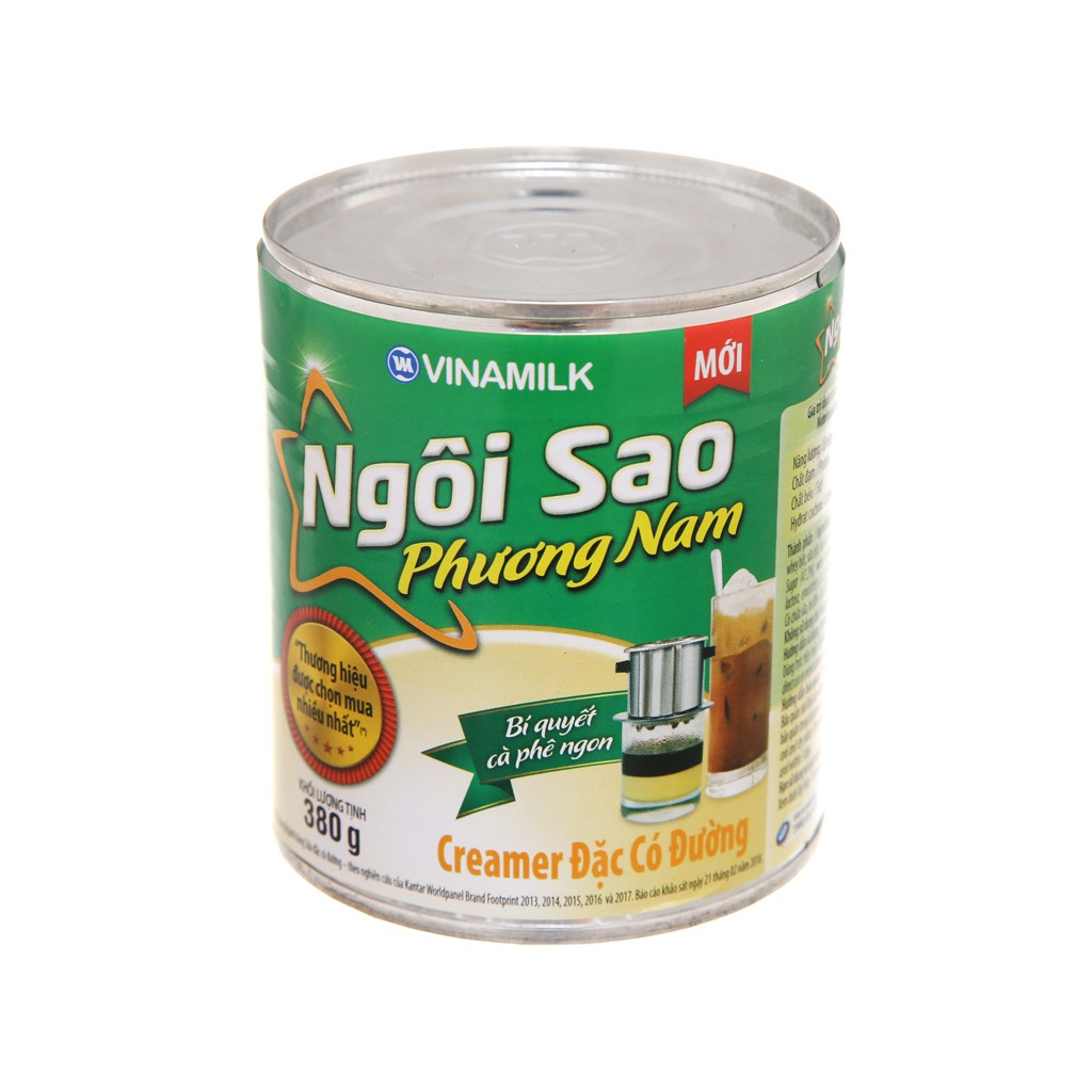 Sữa đặc Ngôi sao Phương Nam xanh lá lon 380g-Dùng Kèm Dừa Sáp, Cafe