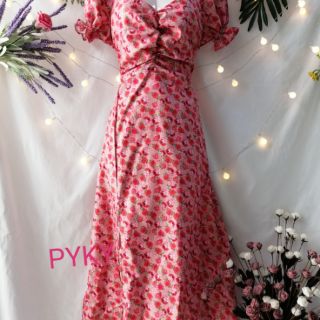 🌺DTB203122341 ĐẦM MIDI HOA CỔ U🌺