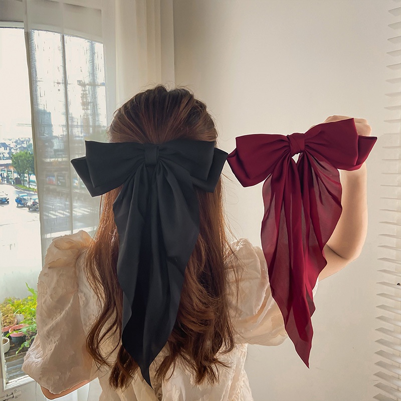 Kẹp Tóc Nơ Lớn Màu Đỏ Thời Trang Mùa Xuân Mới Cho Nữ