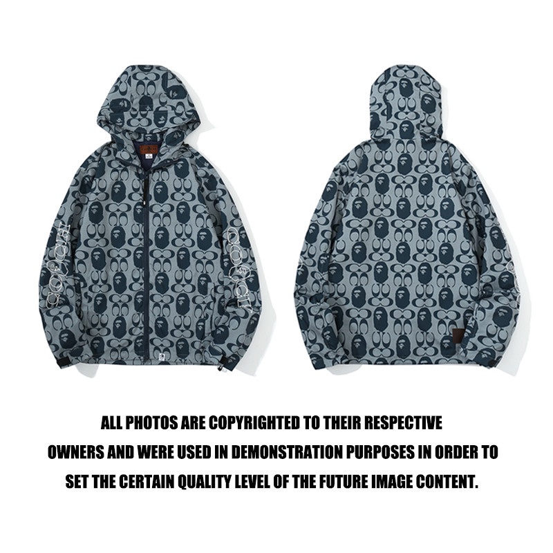 BAPE Áo khoác bóng chày tay dài có khóa kéo plus size unisex