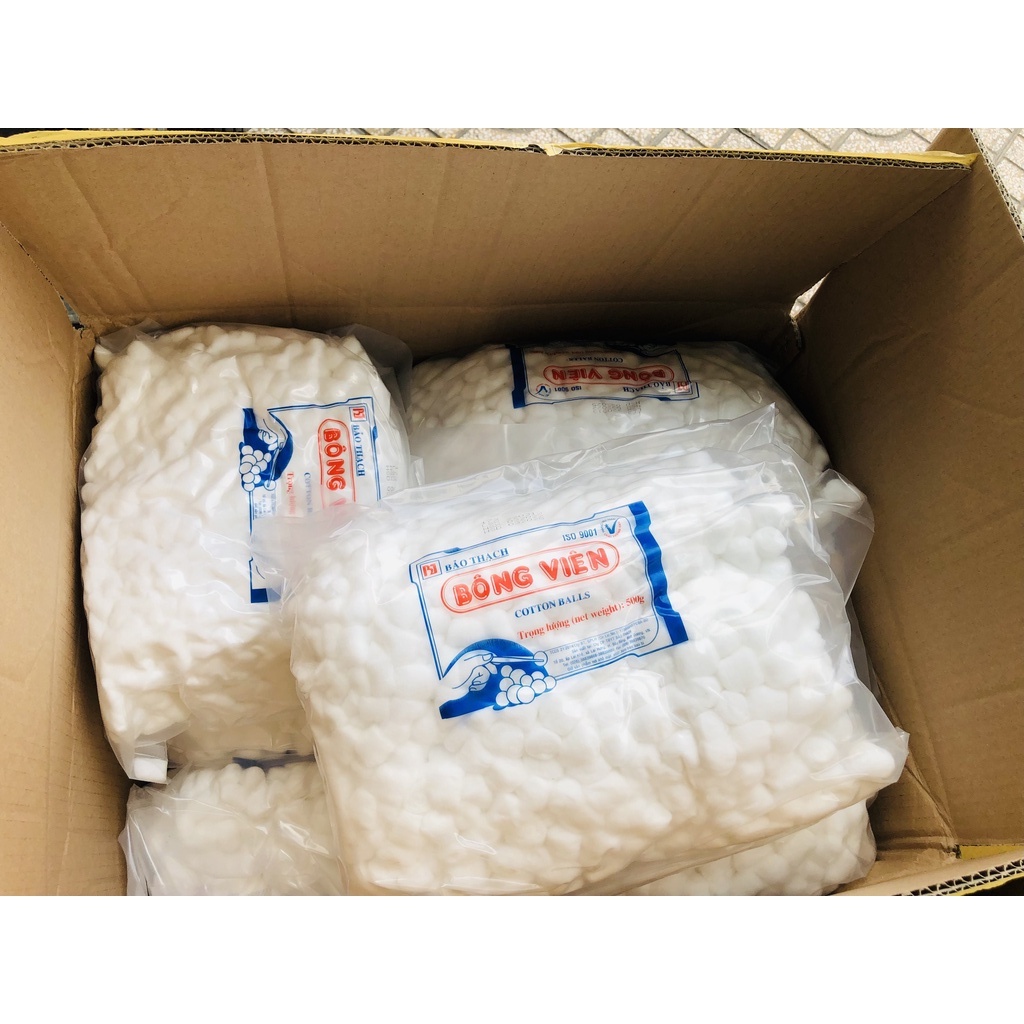 Bông Gòn Viên Bảo Thạch Chưa Tiệt Trùng Gói 500gr