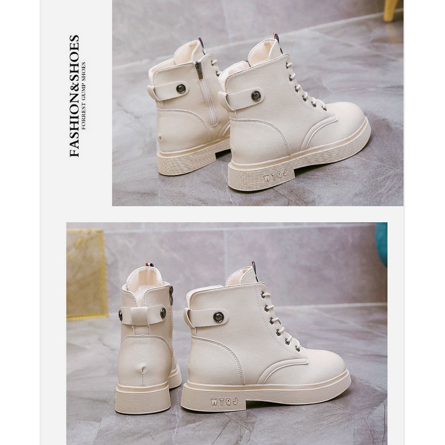 Giày bốt Martin phong cách Anh quốc cổ cao gót Thấp ❤Có màu đen và trắng❤ | BigBuy360 - bigbuy360.vn