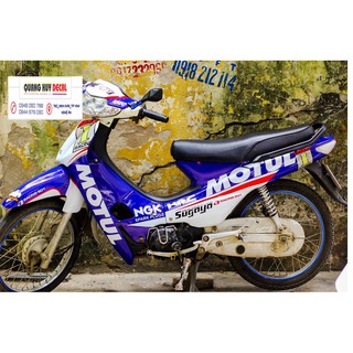Tem trùm wave xanh trắng motul loại nhỏ Thái đời đầu 2002, độ phủ bộ team decal cho xe máy rẻ đẹp