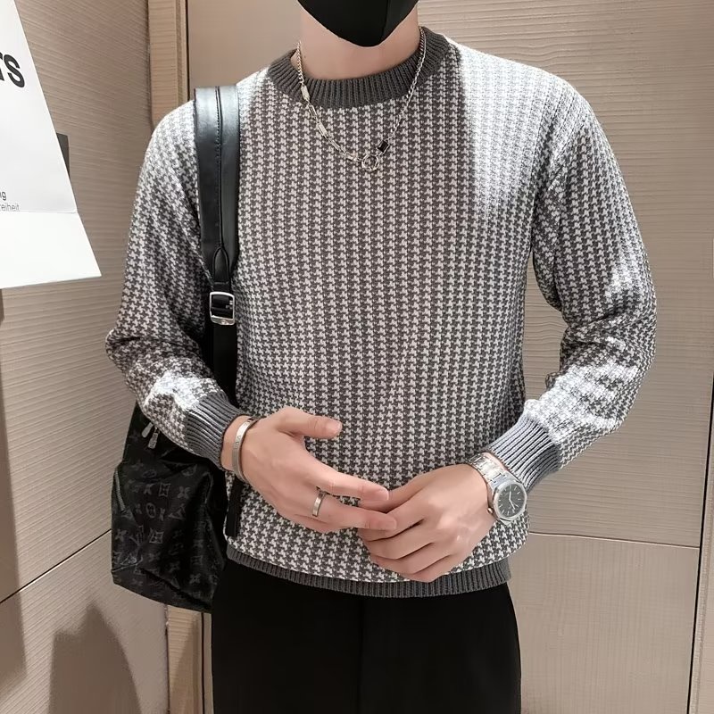 áo len nam dài tay cổ tròn sọc caro thời trang hàn quốc fashion áo sweater nam cổ tròn thời trang  áo len nam dài tay mạng áo len cao cổ nam bông simple hàn quốc áo sọc caro