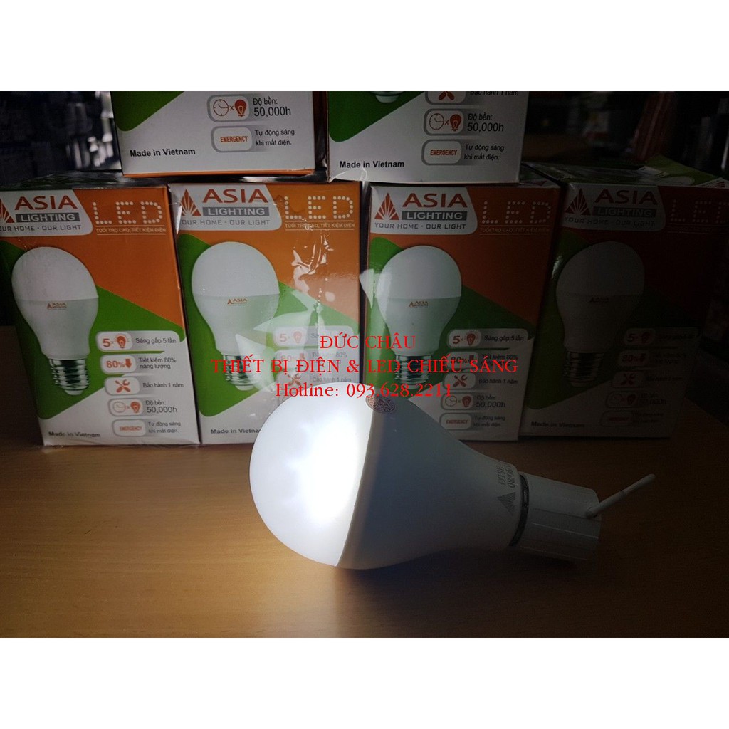 Bóng led tích điện 9W Asia ánh sáng trắng hàng chính hãng