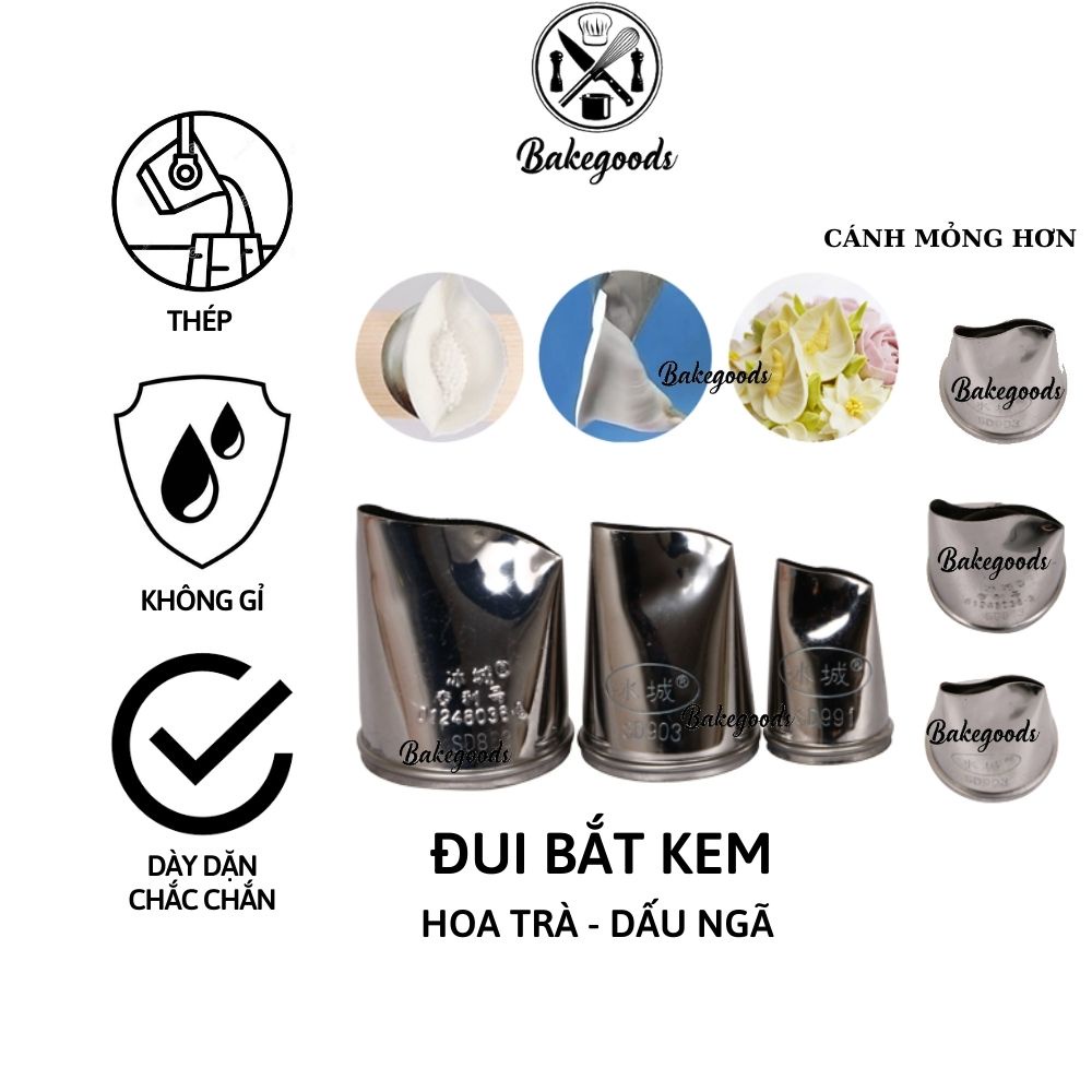 Đui bắt hoa hồng cánh trái, Đuôi bắt hoa hồng cánh phải, đui hoa trà bằng thép không gỉ  dày dặn