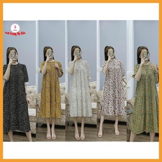 Váy bầu hoa nhí phối ren ( ảnh thật )
