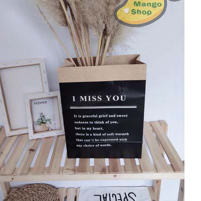 Túi giấy Kraft I MISS YOU nhiều màu trang trí chụp ảnh ( túi giấy decor cửa hàng, chụp ảnh lookbook )