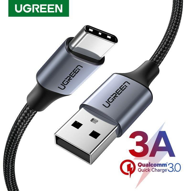 Cáp Sạc USB A to USB-C Hỗ Trợ Sạc Nhanh QC 3.0 Đầu nhôm,Dây Bọc Dù Ugreen 60126 60127 60128