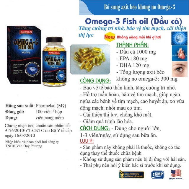 [Cam kết chính hãng] Viên Uống Dầu Cá Omega 3 PHARMEKAL Hộp 100 Viên | BigBuy360 - bigbuy360.vn