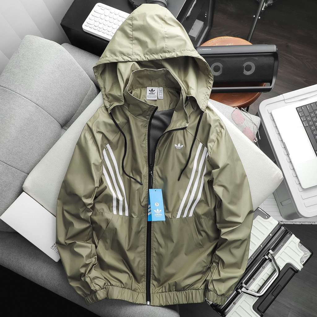 Aó Khoác gió nam DAS O.SKATEBOARDING JACKET 3-STRIPES PRIMEBLUE thể thao chống nước cao cấp xuất khẩu