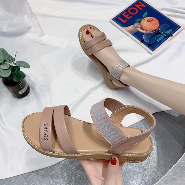 Sandal nữ quai ngang ⭐FREESHIP⭐ sandal da đế đúc moschi