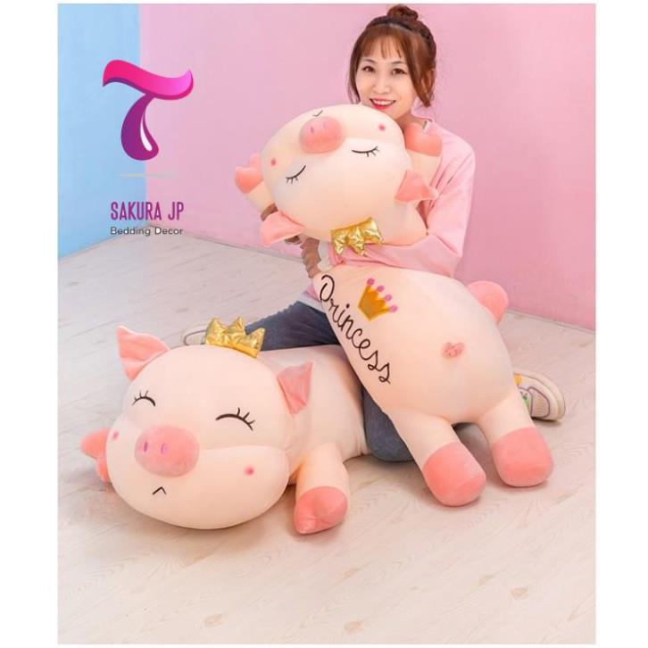 CHÍNH HÃNG-  Gấu Bông Heo công chúa Princess Hồng Pink  Heo Vương Miện Nữ Hoàng Sakura JP Bedding Decor