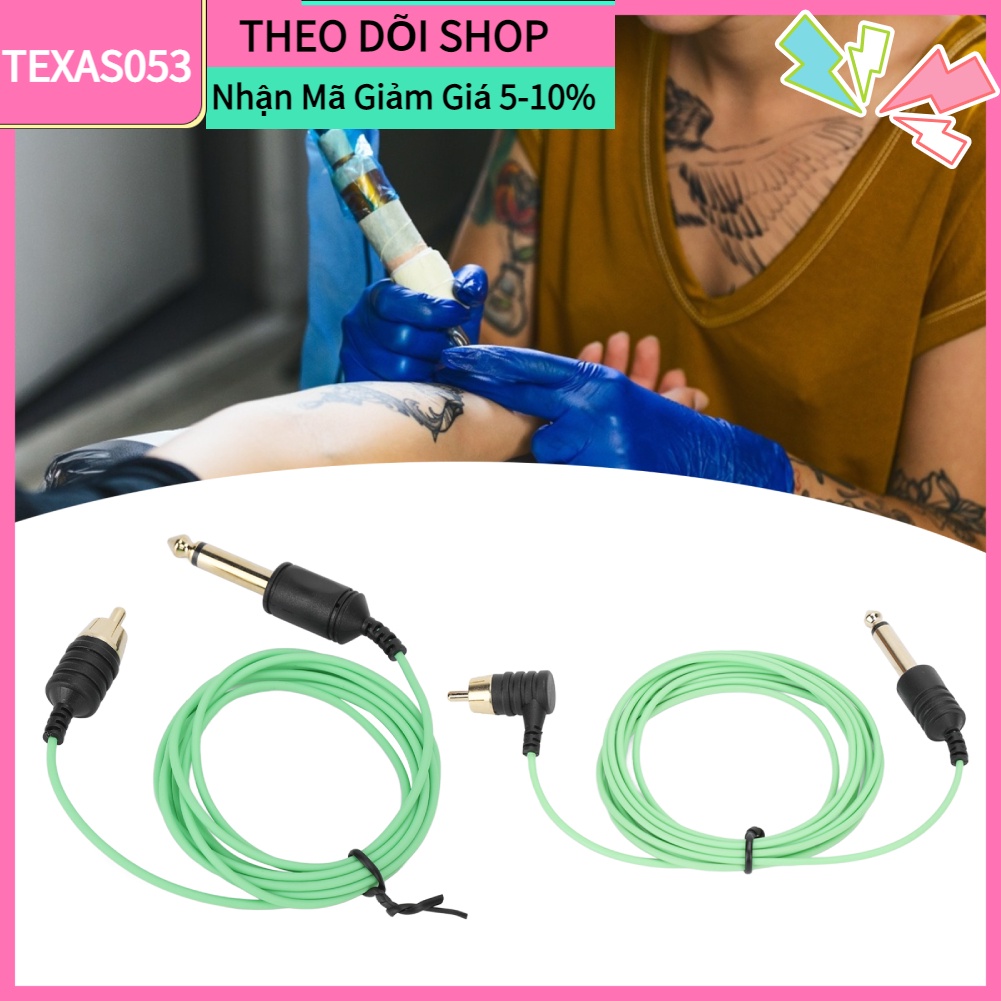 Hàng HOT Dây cáp máy hình xăm RCA chuyên nghiệ Truyền tốt Kết nối chặt chẽ Màu xanh lá cây Chiều dài 2.13m【Texas053】
