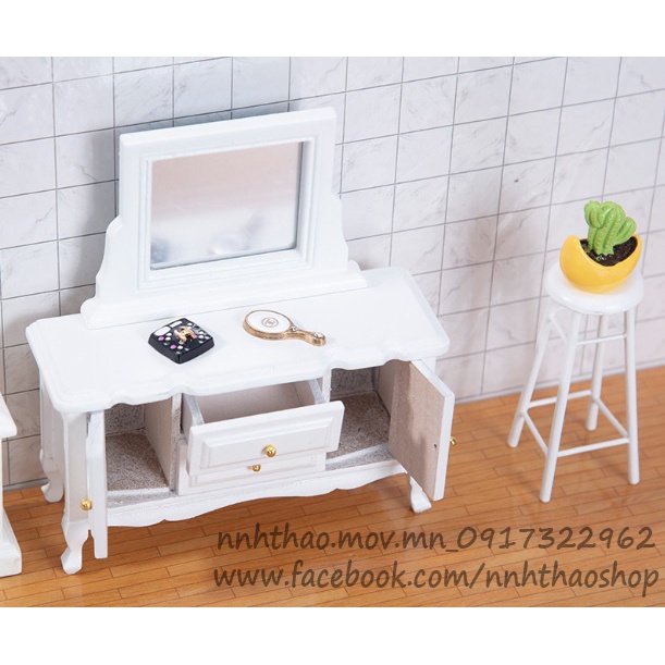Miniature trang trí mô hình, dollhouse_Bàn trang điểm (1:12)