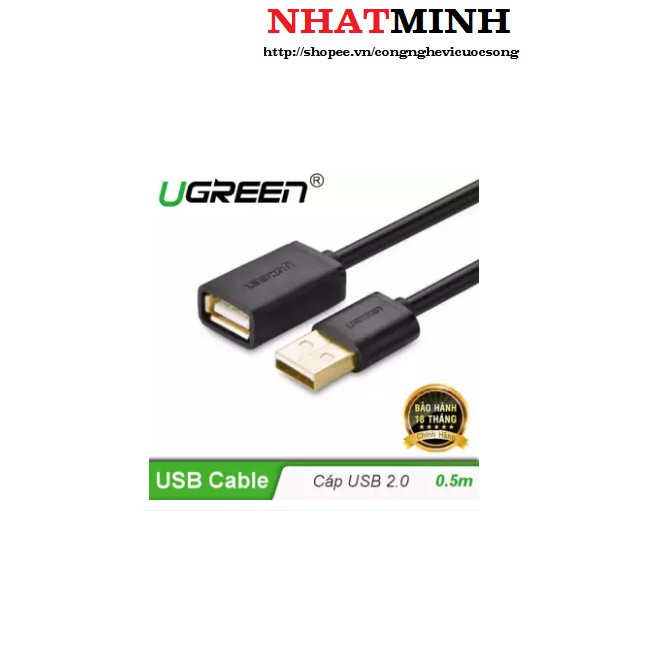 Dây nối dài USB 2.0 (1 đầu đực, 1 đầu cái) dài 0.5m UGREEN US