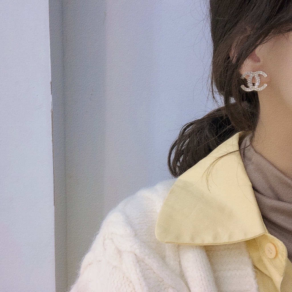 Bông Tai Chanel Bằng Bạc 925 Thiết Kế Đơn Giản Sáng Tạo Thời Trang Cho Nữ