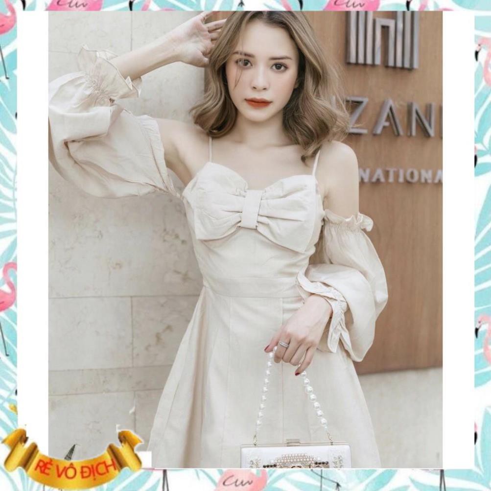 Đầm dạo phố rớt vai nơ ngực cute hết nấc - Danar Dress