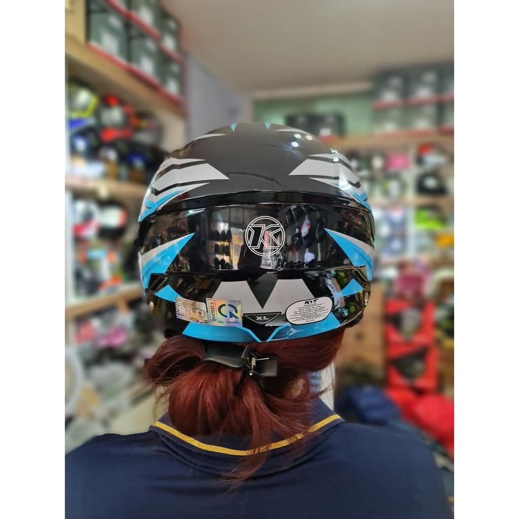 Nón bảo hiểm KYT Tiger Jet màu 03 đen xanh bạc chính hãng