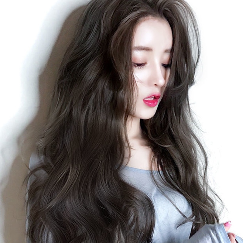 Bộ Tóc Giả Dài Xoăn Màu Nâu Đen Dành Cho Nữ