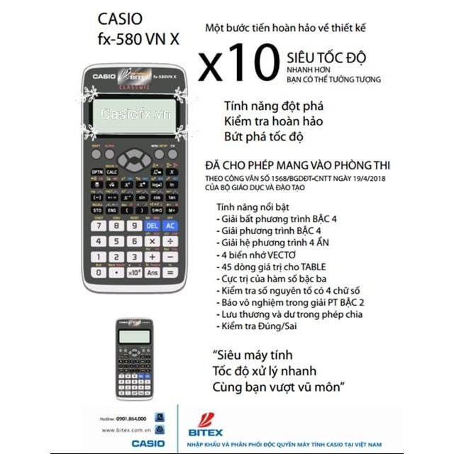 MÁY TÍNH CASIO FX 580VN X| CASIO FX 580VNX| FX 580