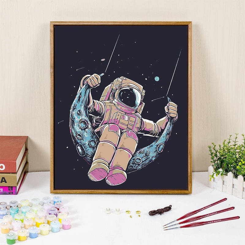 vẽ sơn dầuKỹ thuật số bức tranh sơn dầu phi hành gia bầu trời đầy sao trang trí trẻ em