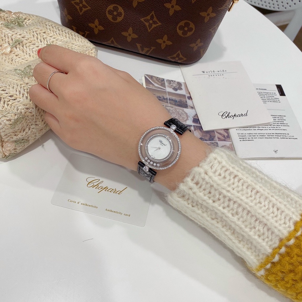 Đồng hồ nữ Chopard Happy Diamond máy Thụy Sĩ Ronda 715 cao cấp, vòng benzel đá xoay